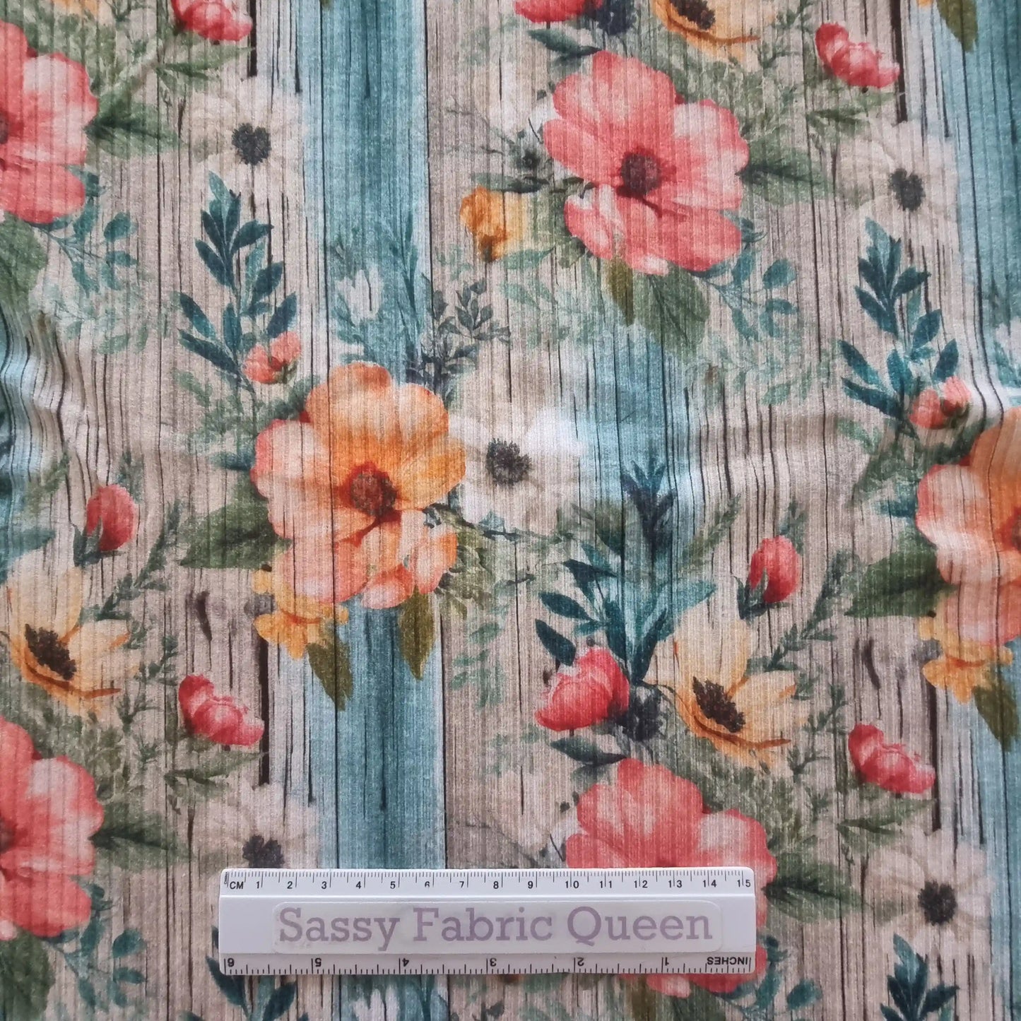 Floral Wood PnkOra - Rib Knit