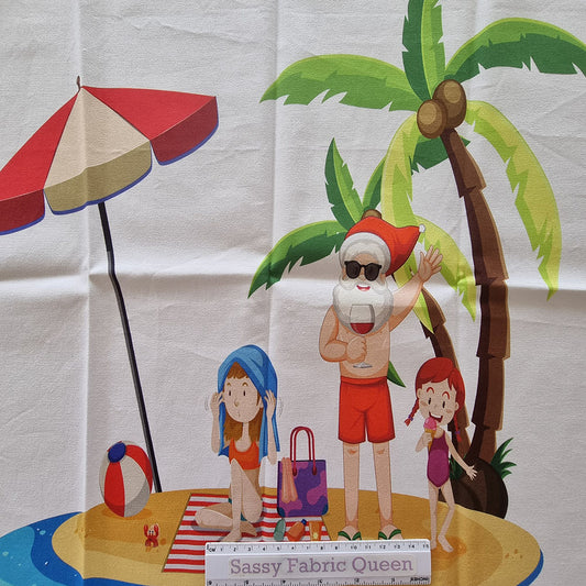 Summer Santa panel 50x50 50cm x 50cm panel - Cotton Woven