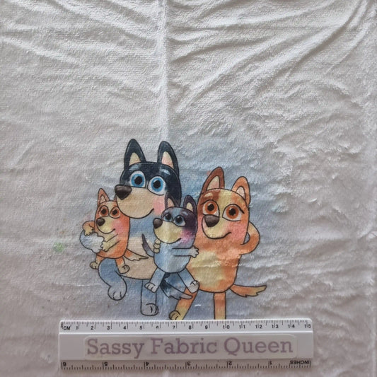 Heeler Family 50cm x 50cm panel - Minky
